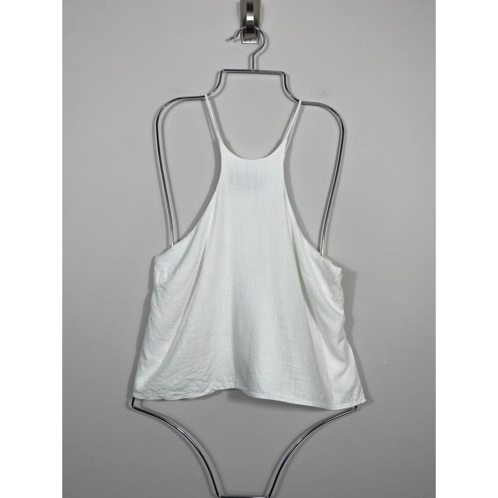 Sunday In Brooklyn White Linen Blend High Neck Swing Tank Top Small